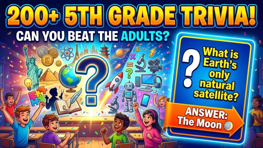 Literature, Language Arts, Pop Culture & Brain Teaser Trivia Questions for 5th Graders