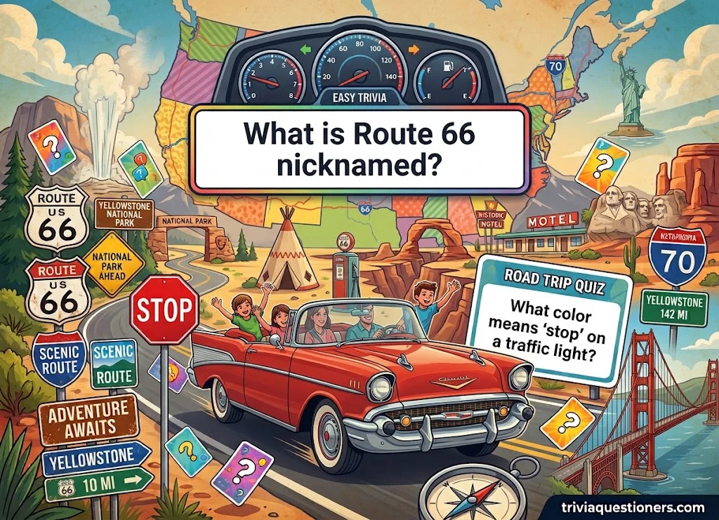 Fun Road Trip Trivia Questions on Cars, Road Signs and Route 66