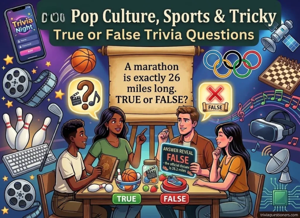 Pop Culture, Sports & Tricky True or False Trivia Questions