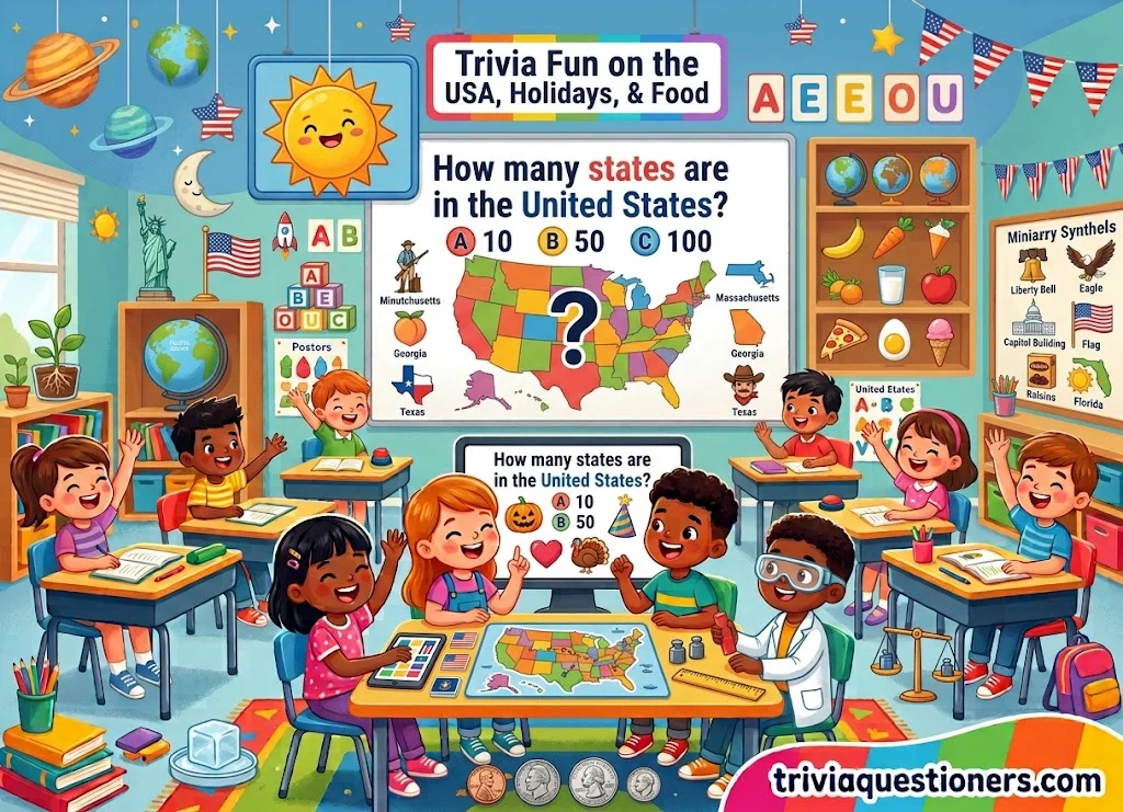 Trivia Questions for 1st Graders on the USA, Holidays, and Food