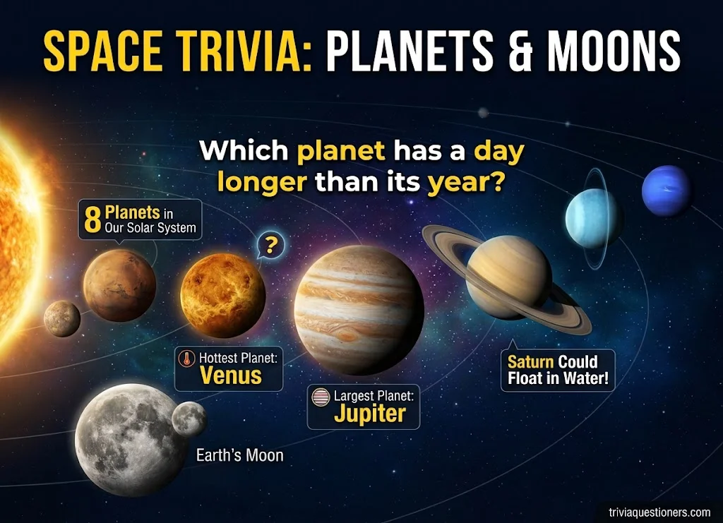 Space Trivia Questions About Planets, the Solar System, and the Moon